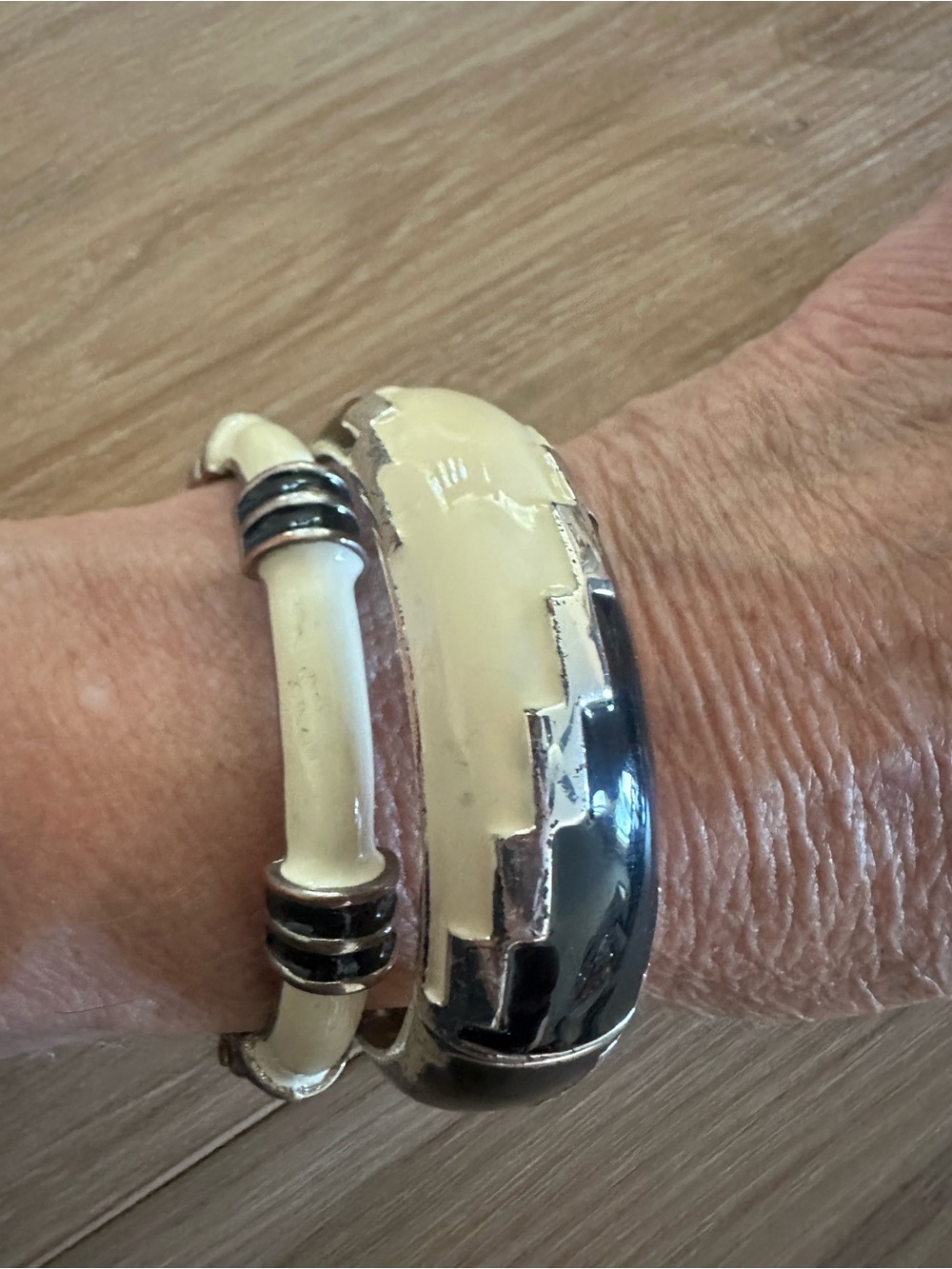 Art Deco Enamel Hinge Bracelets (2)